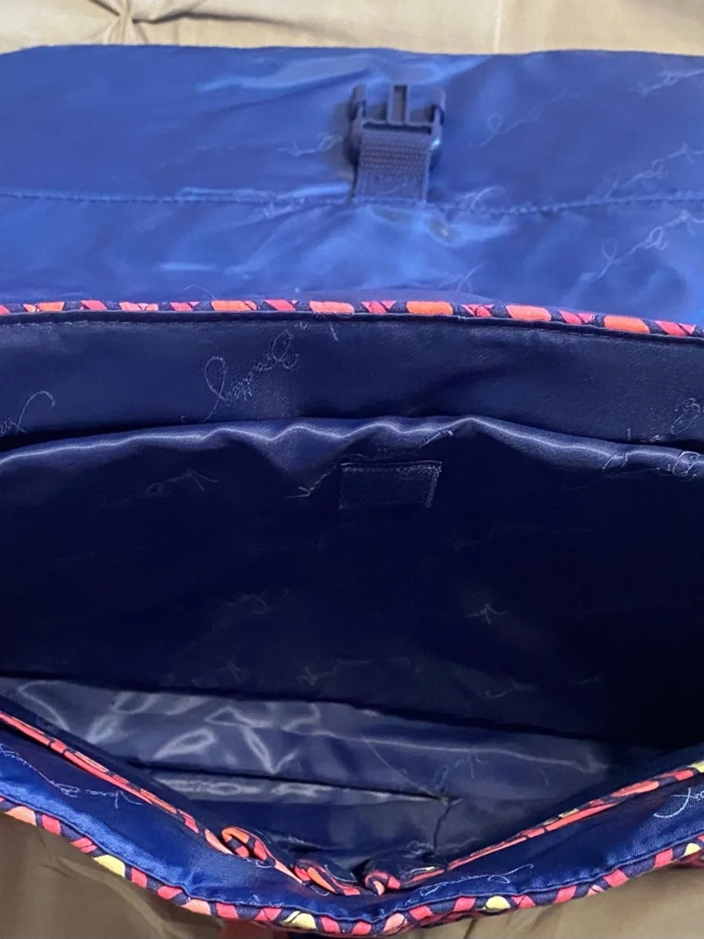 Vera Bradley Katalina Pink Diamonds Quilted Laptop Messenger Bag with Navy Strap